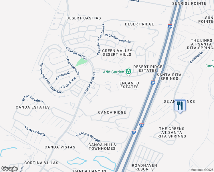 map of restaurants, bars, coffee shops, grocery stores, and more near 3071 South Mountain View in Green Valley