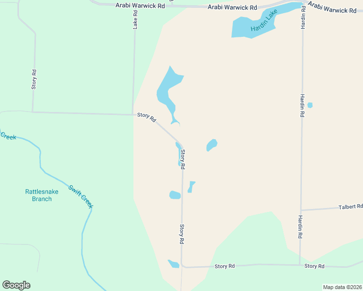 map of restaurants, bars, coffee shops, grocery stores, and more near Story Road in Arabi