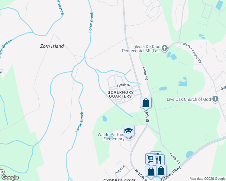 map of restaurants, bars, coffee shops, grocery stores, and more near 404 Conley Drive in Hinesville