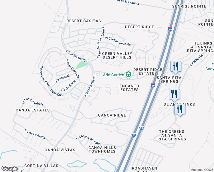 map of restaurants, bars, coffee shops, grocery stores, and more near 3071 South Mountain View in Green Valley