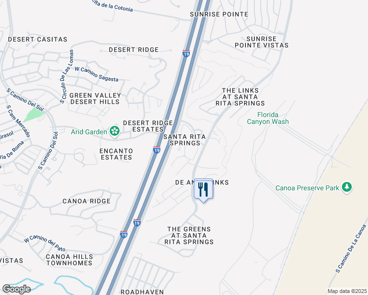 map of restaurants, bars, coffee shops, grocery stores, and more near 3140 West Prosperi Avenue in Green Valley