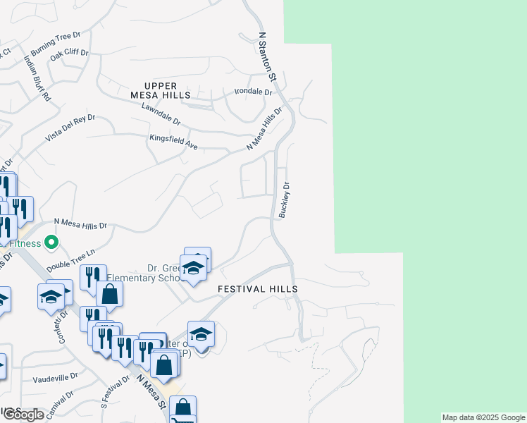 map of restaurants, bars, coffee shops, grocery stores, and more near 390 Morning Star Drive in El Paso