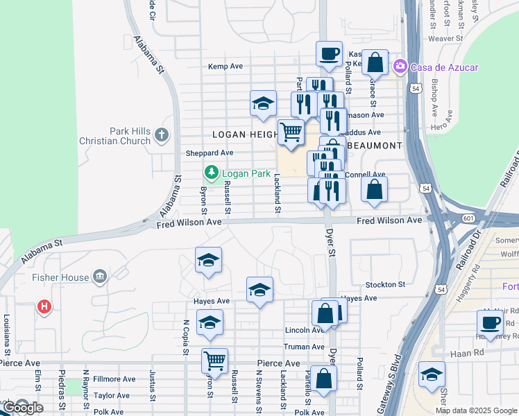 map of restaurants, bars, coffee shops, grocery stores, and more near 3701 Keltner Avenue in El Paso
