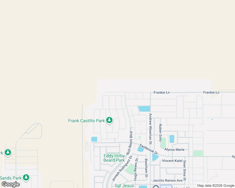 map of restaurants, bars, coffee shops, grocery stores, and more near 13100 Frankie Lane in El Paso