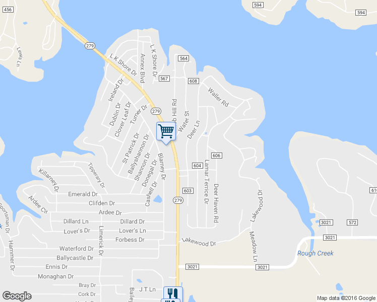 map of restaurants, bars, coffee shops, grocery stores, and more near 8060 County Road 603 in Brownwood