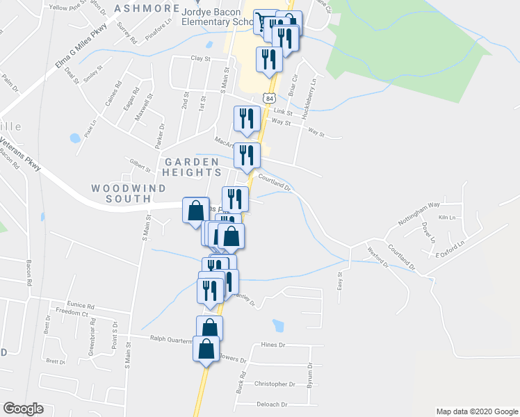 map of restaurants, bars, coffee shops, grocery stores, and more near 744 West Oglethorpe Highway in Hinesville
