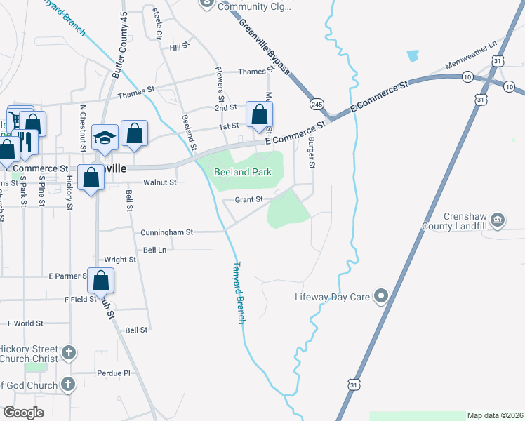 map of restaurants, bars, coffee shops, grocery stores, and more near 219 Cunningham Street in Greenville