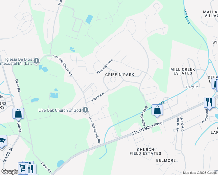 map of restaurants, bars, coffee shops, grocery stores, and more near 221 Augusta Way in Hinesville