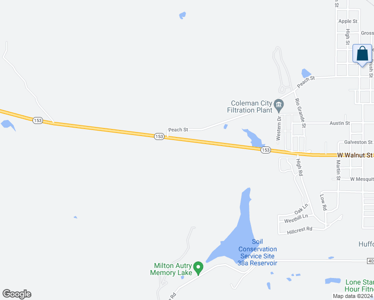 map of restaurants, bars, coffee shops, grocery stores, and more near 245 Texas 153 in Coleman