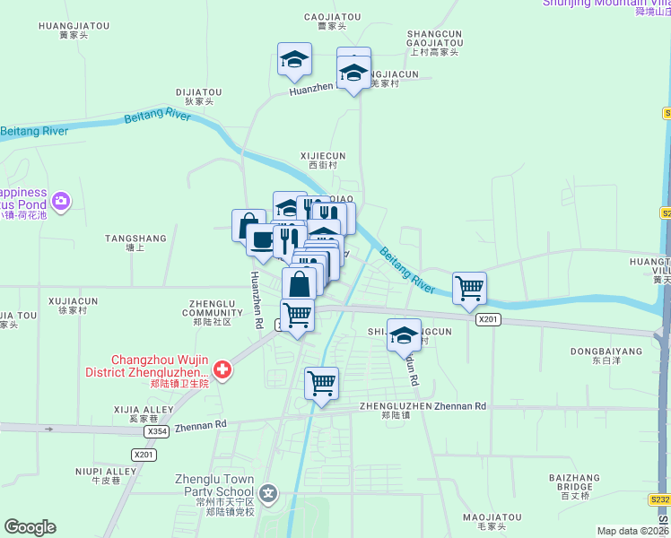 map of restaurants, bars, coffee shops, grocery stores, and more near in Changzhou
