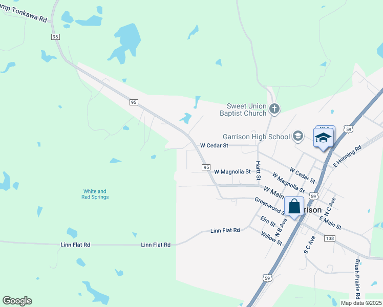 map of restaurants, bars, coffee shops, grocery stores, and more near 337 Farm to Market 95 in Garrison