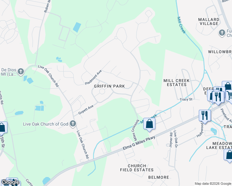 map of restaurants, bars, coffee shops, grocery stores, and more near 122 Grandview Drive in Hinesville