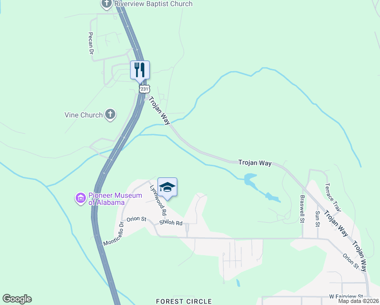 map of restaurants, bars, coffee shops, grocery stores, and more near 502-544 Trojan Way in Troy