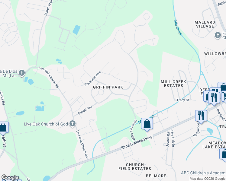 map of restaurants, bars, coffee shops, grocery stores, and more near 121 Grandview Drive in Hinesville