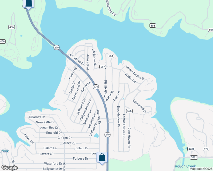 map of restaurants, bars, coffee shops, grocery stores, and more near 8016 Knob Hill Road in Brownwood