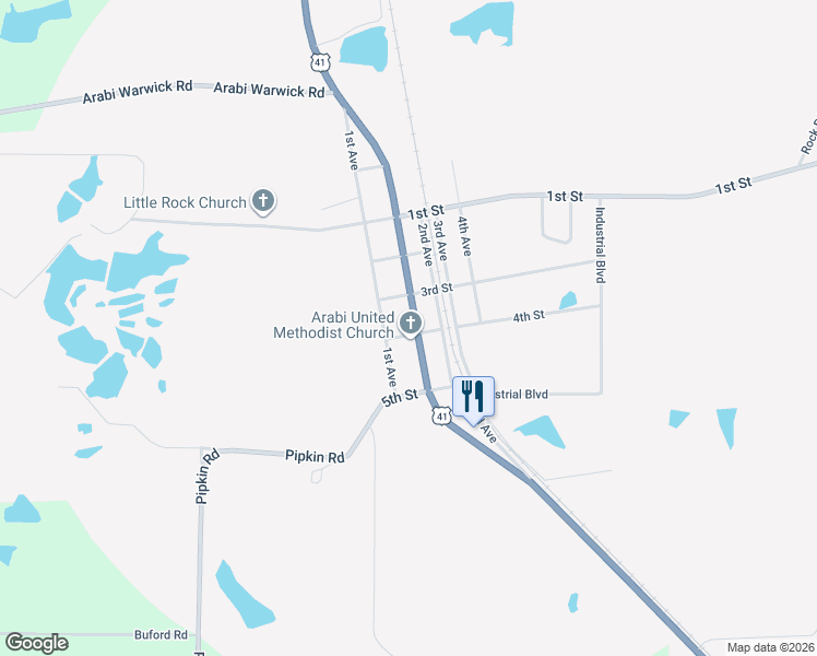map of restaurants, bars, coffee shops, grocery stores, and more near 4280 Bedgood Avenue in Arabi