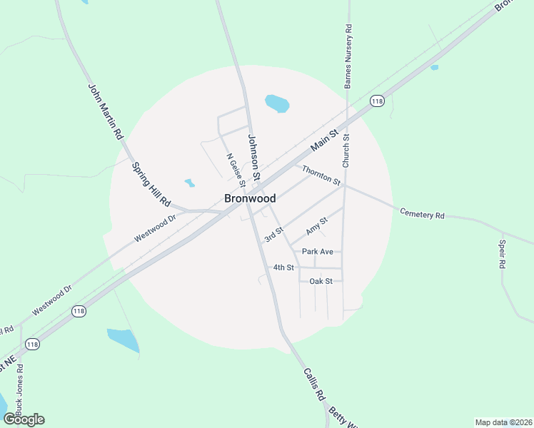 map of restaurants, bars, coffee shops, grocery stores, and more near 205 Johnson Street in Bronwood