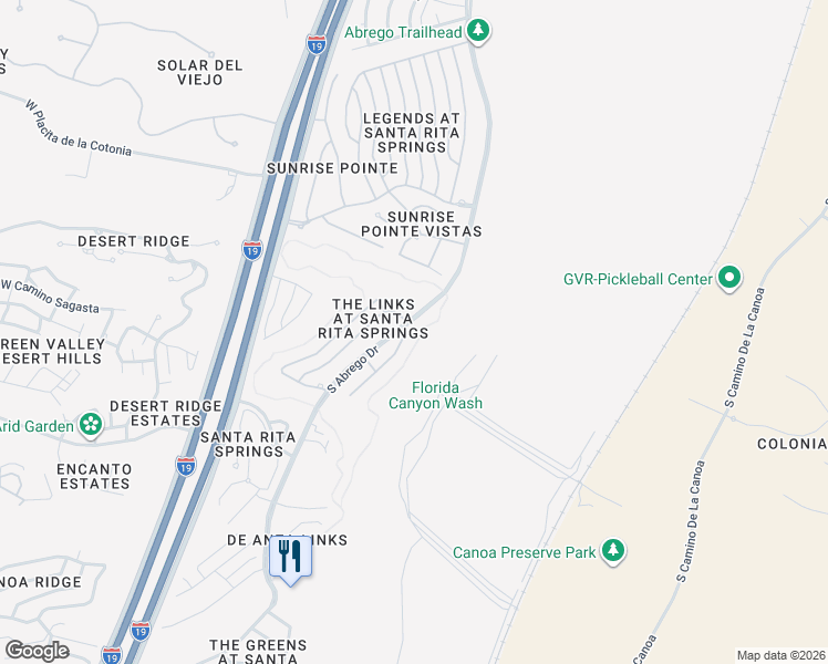 map of restaurants, bars, coffee shops, grocery stores, and more near 2717 South Greenside Place in Green Valley