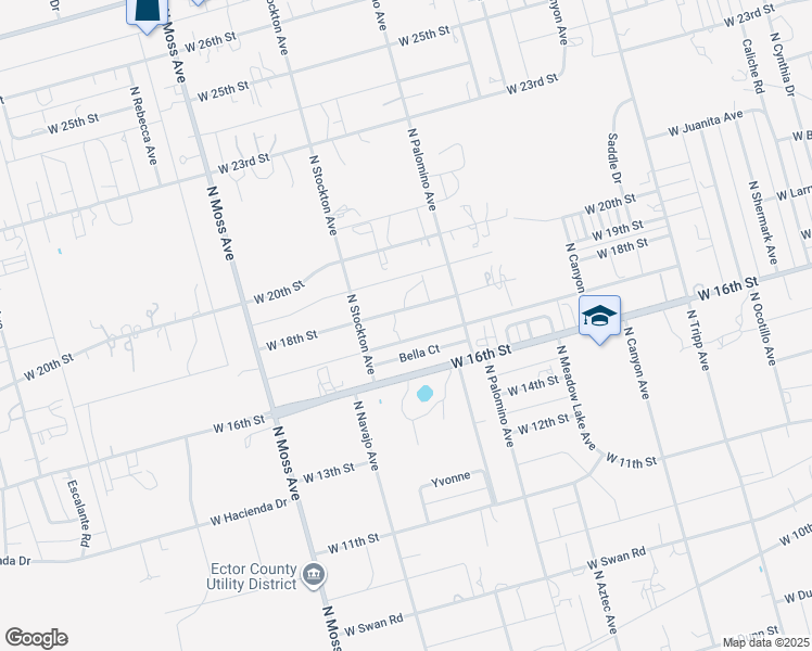 map of restaurants, bars, coffee shops, grocery stores, and more near 9842 W 18th St in Odessa