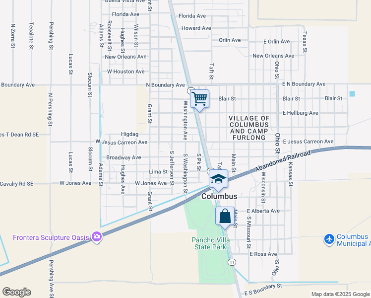 map of restaurants, bars, coffee shops, grocery stores, and more near Washington Avenue in Columbus