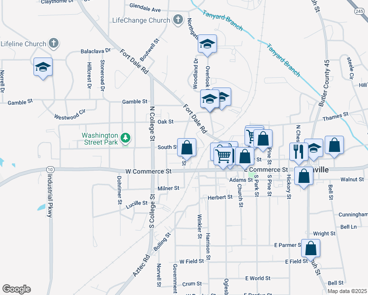 map of restaurants, bars, coffee shops, grocery stores, and more near 308 South Street in Greenville