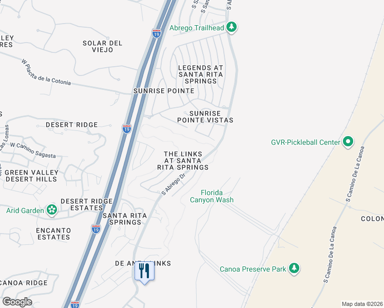 map of restaurants, bars, coffee shops, grocery stores, and more near 2664 South Fade Drive in Green Valley