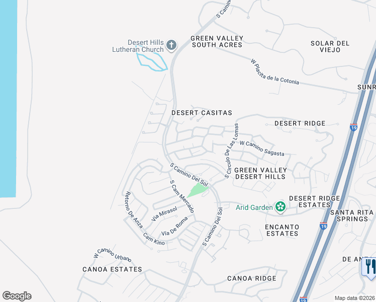 map of restaurants, bars, coffee shops, grocery stores, and more near 1433 West Camino Calderon in Green Valley