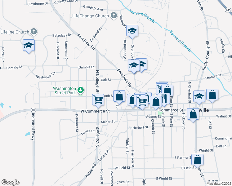 map of restaurants, bars, coffee shops, grocery stores, and more near 308 South Street in Greenville
