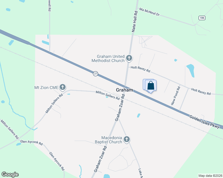 map of restaurants, bars, coffee shops, grocery stores, and more near 88 Lord Street in Baxley