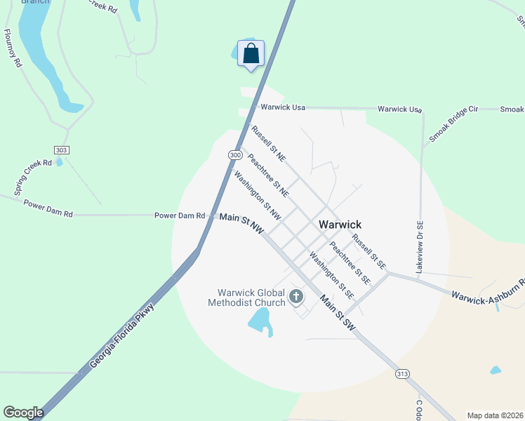 map of restaurants, bars, coffee shops, grocery stores, and more near 181 Washington Street Southeast in Warwick