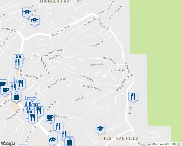 map of restaurants, bars, coffee shops, grocery stores, and more near 5769 Lawndale Drive in El Paso