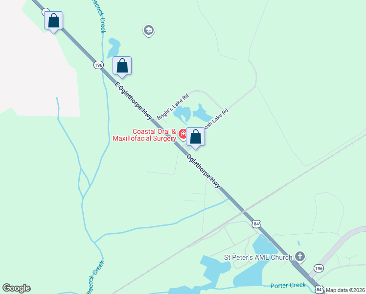 map of restaurants, bars, coffee shops, grocery stores, and more near 4540 McIntosh Lake Road in Hinesville