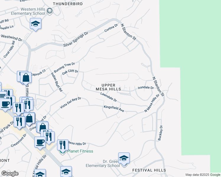 map of restaurants, bars, coffee shops, grocery stores, and more near 412 Hollydale Drive in El Paso