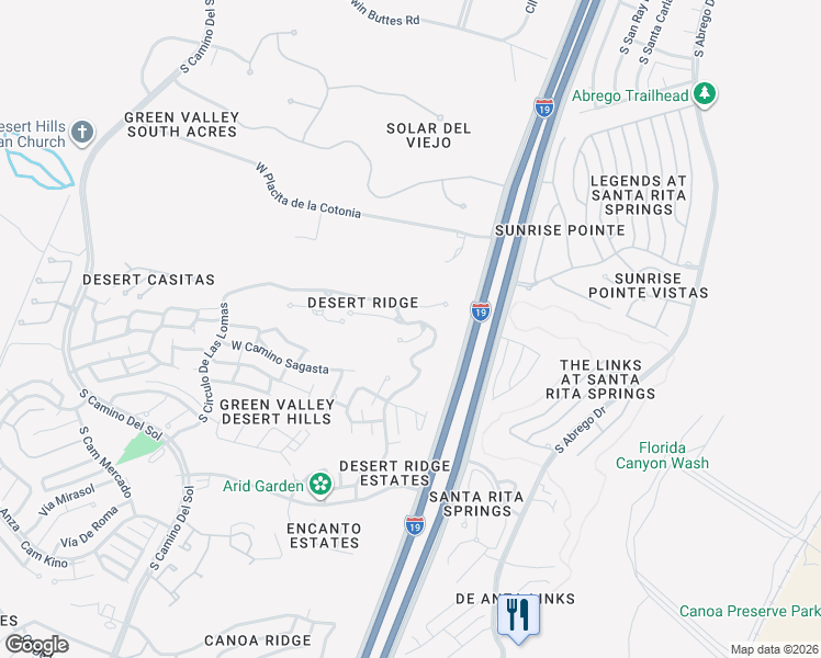 map of restaurants, bars, coffee shops, grocery stores, and more near 749 West Desert Hills Drive in Green Valley