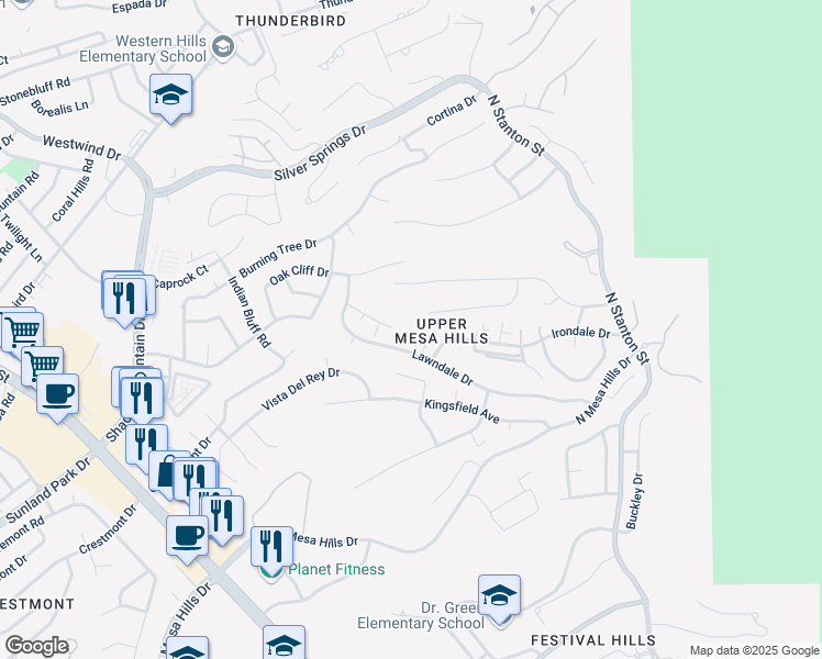 map of restaurants, bars, coffee shops, grocery stores, and more near 396 Hollydale Drive in El Paso