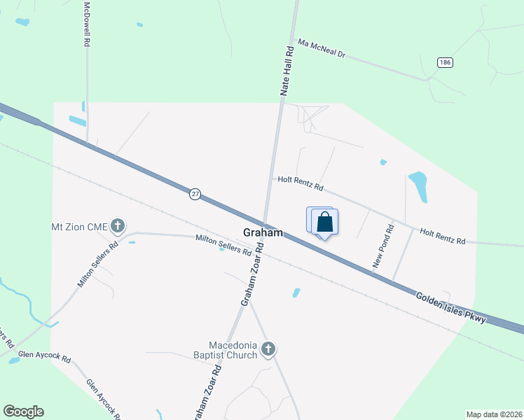 map of restaurants, bars, coffee shops, grocery stores, and more near 43 Graham Methodist Church Road in Baxley