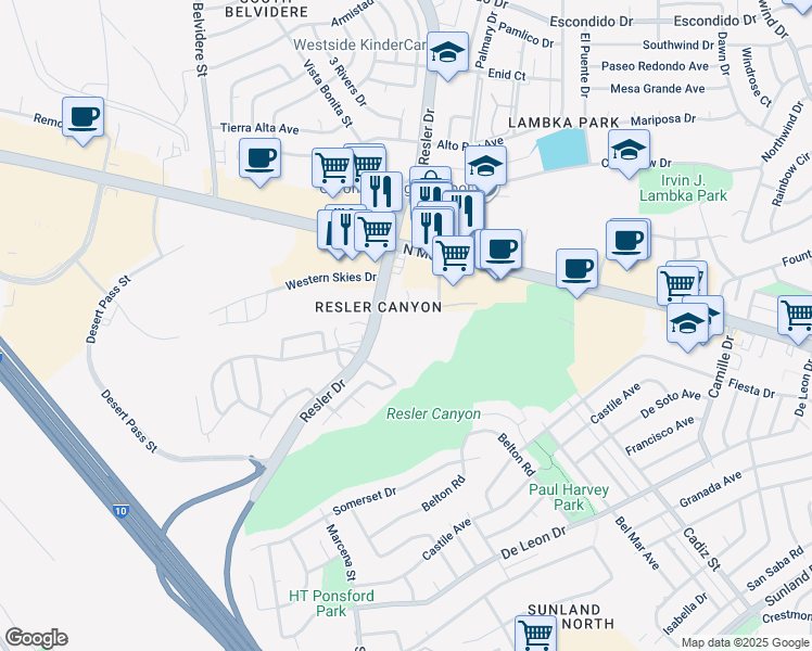 map of restaurants, bars, coffee shops, grocery stores, and more near 212 Paso Noble Drive in El Paso