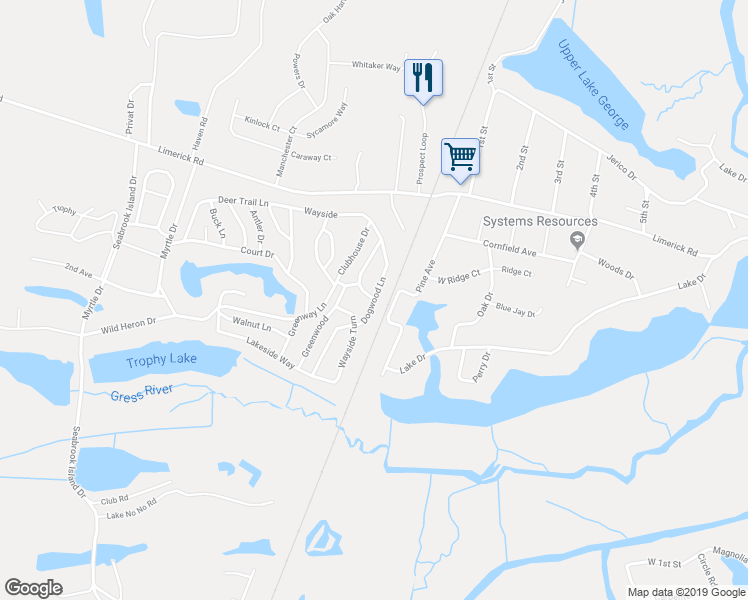 map of restaurants, bars, coffee shops, grocery stores, and more near Dogwood Lane in Midway