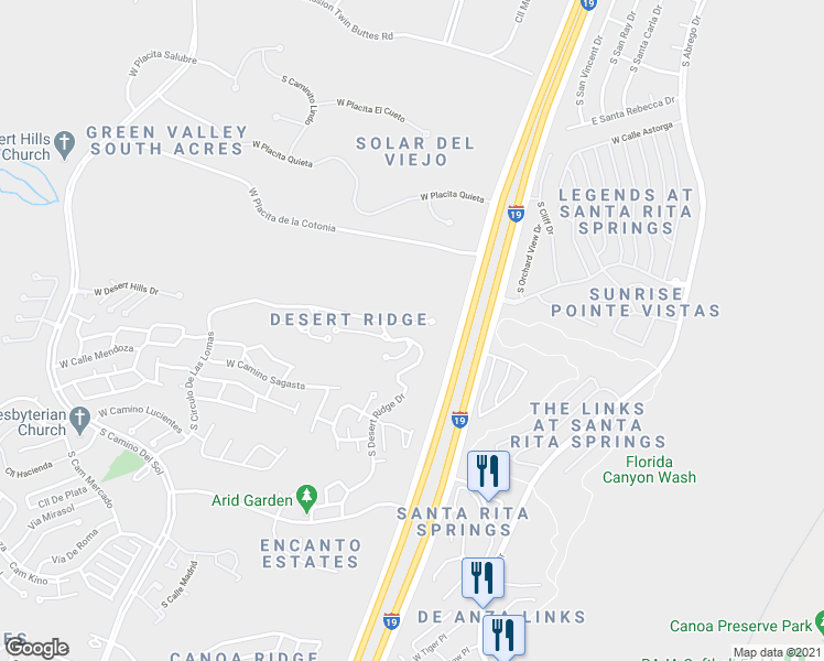 map of restaurants, bars, coffee shops, grocery stores, and more near 749 West Desert Hills Drive in Green Valley