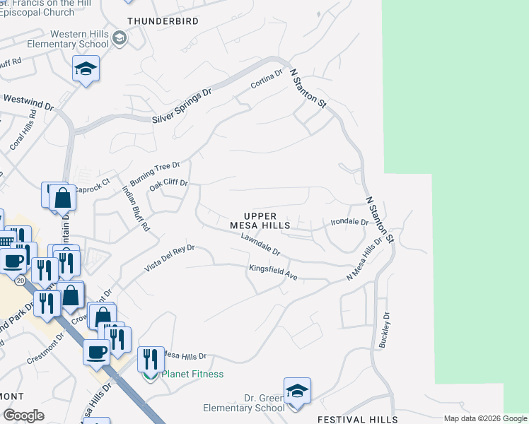 map of restaurants, bars, coffee shops, grocery stores, and more near 408 Hollydale Drive in El Paso