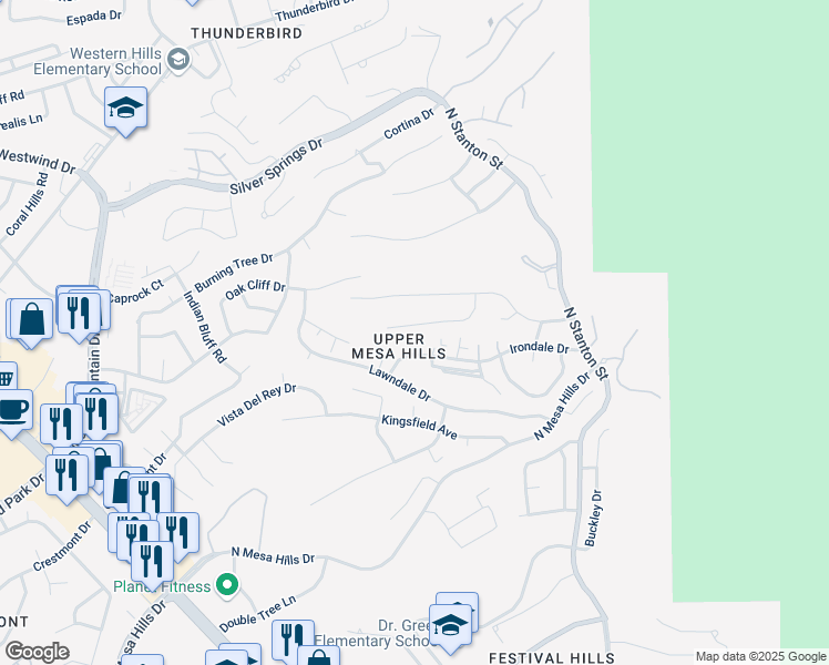 map of restaurants, bars, coffee shops, grocery stores, and more near 412 Hollydale Drive in El Paso