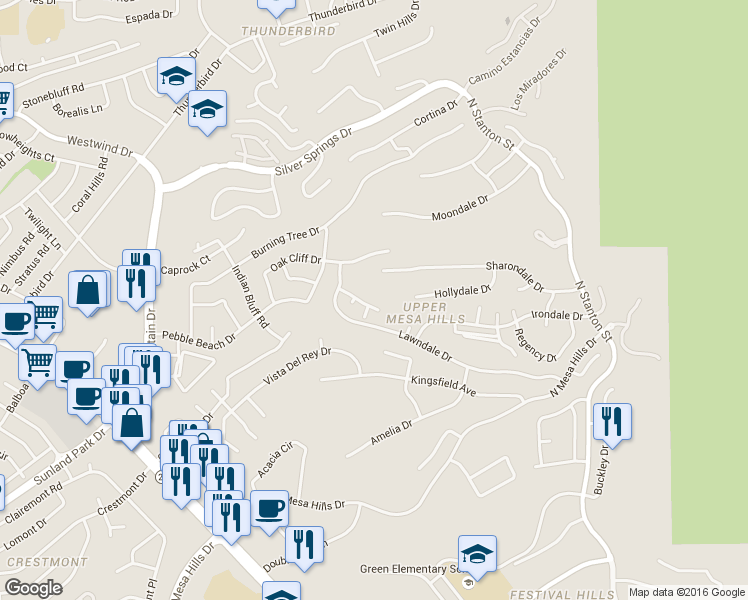 map of restaurants, bars, coffee shops, grocery stores, and more near 5813 Sundale Road in El Paso