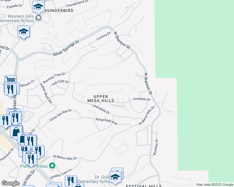map of restaurants, bars, coffee shops, grocery stores, and more near 432 Hollydale Drive in El Paso