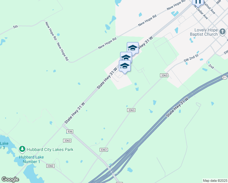 map of restaurants, bars, coffee shops, grocery stores, and more near in Hubbard