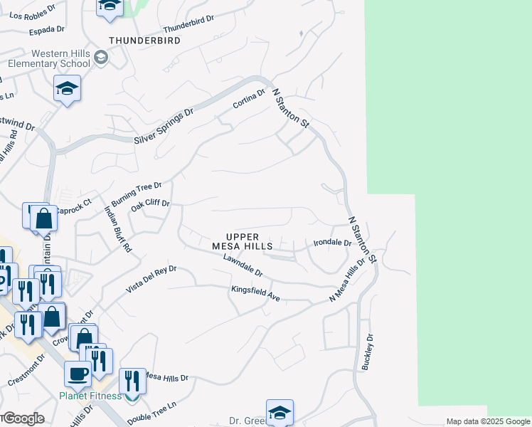 map of restaurants, bars, coffee shops, grocery stores, and more near 409 Sharondale Drive in El Paso