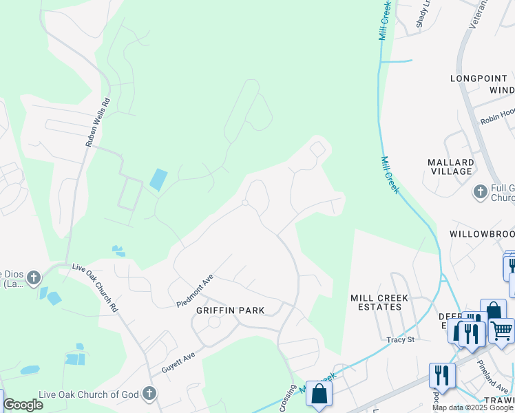 map of restaurants, bars, coffee shops, grocery stores, and more near 1040 Miles Crossing in Hinesville