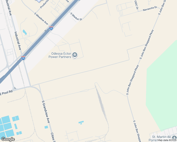 map of restaurants, bars, coffee shops, grocery stores, and more near Pool Road in Odessa