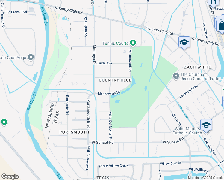 map of restaurants, bars, coffee shops, grocery stores, and more near 4901 Vista Del Monte Street in El Paso