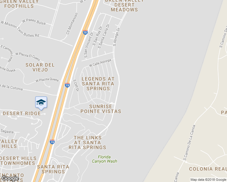 map of restaurants, bars, coffee shops, grocery stores, and more near 2349 South Vía Tulum in Green Valley