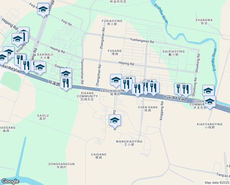 map of restaurants, bars, coffee shops, grocery stores, and more near in Hefei